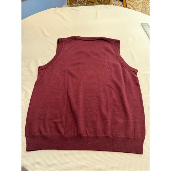 Nordstrom Extra Fine Merino Wool Vest Men’s Size Large Burgundy Sleeveless Knit - Picture 4 of 5